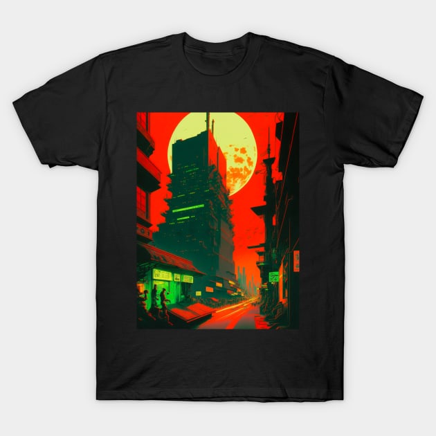 Cyberpunk neon city T-Shirt by Geek Culture